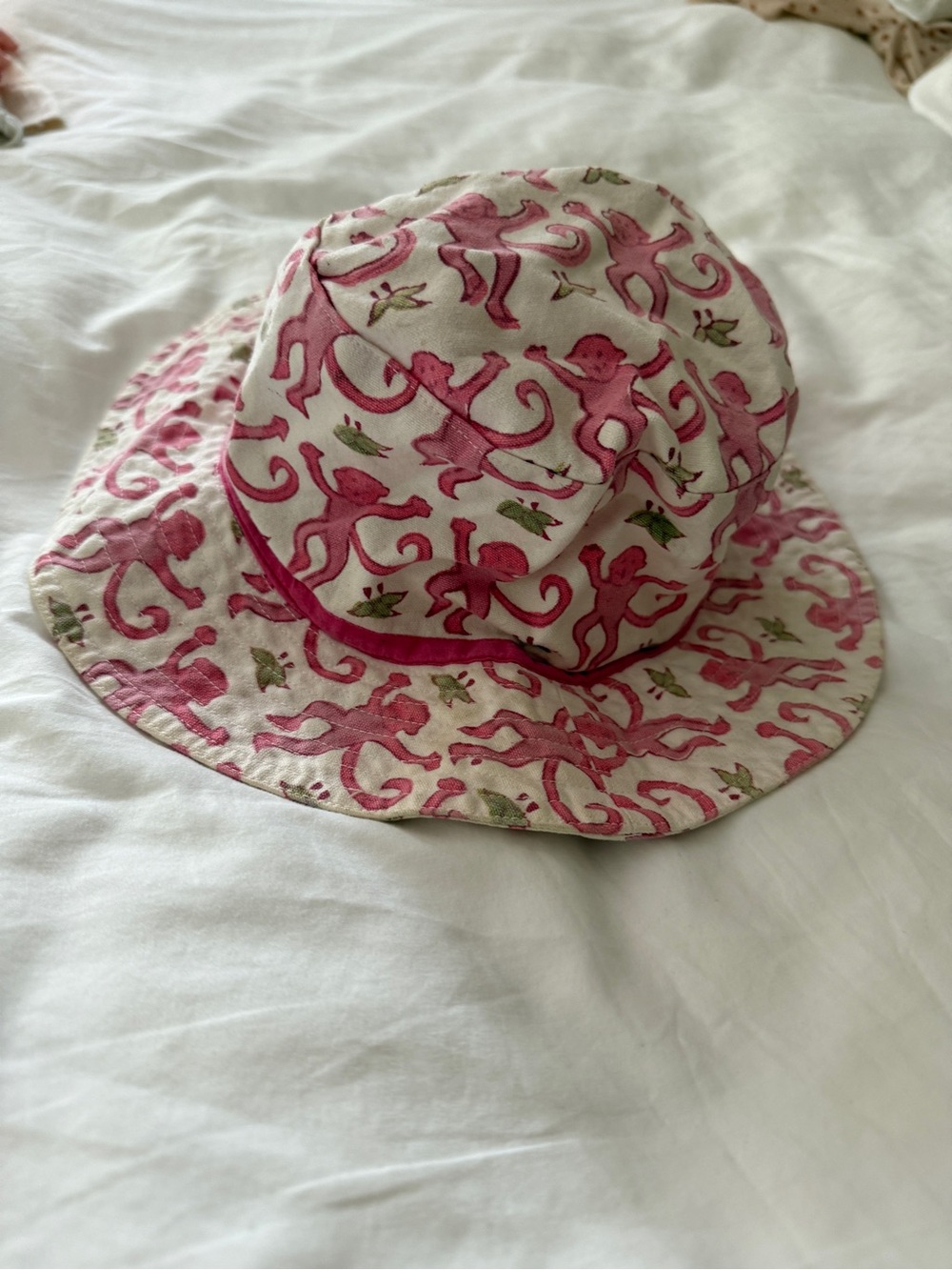 Sun Hat with Pink Monkey Print